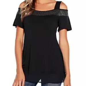 Embellished Cold Shoulder Top